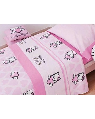 Juego de sábana 90 cm " Hello Kitty"  (Alto bajera 24 cm)