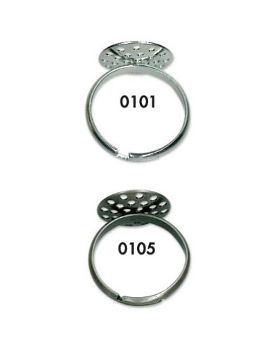 Anillo ajustable con base perforada para abalorios 15mm