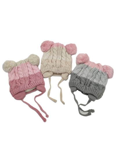 Gorro bebé  Orejeras 2 Pompones