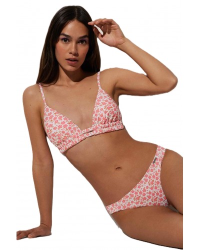 Bikini bandeaue estampado pequeñas flores rosa