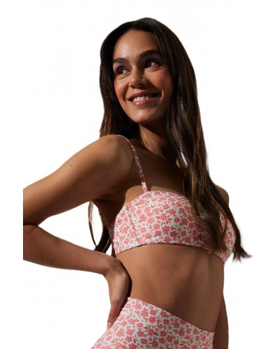 Bikini bandeaue estampado pequeñas flores rosa