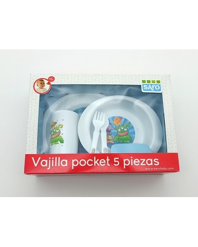 Vajilla pocket 5 piezas "Monstruitos"