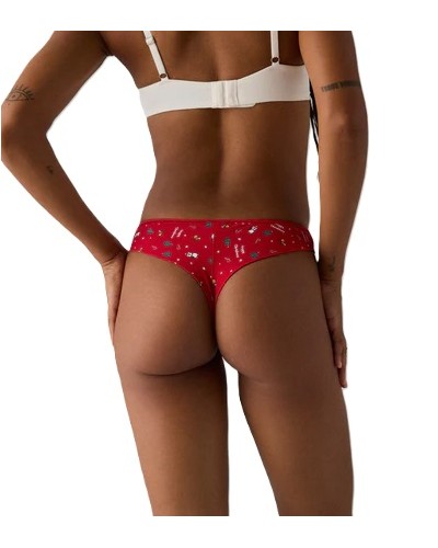 Tanga estampado Navidad rojo