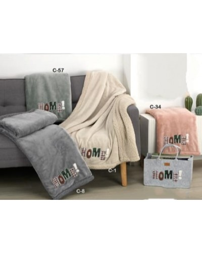 Manta plaid sherpa con bolsa Home