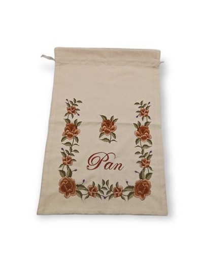Bolsa de pan 38 x 58 cm "Flores y letras bordadas"