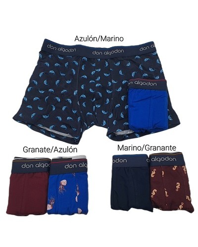 Pack 2 boxer algodón suave liso y estampado