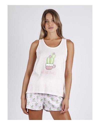 Pijama corto, camiseta tirante ancho "Cactus"