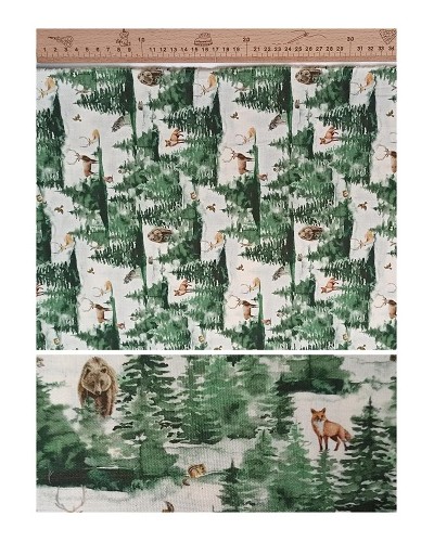 Popelín estampado "Animales del bosque"