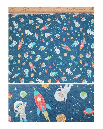 Popelín estampado "Astronautas"