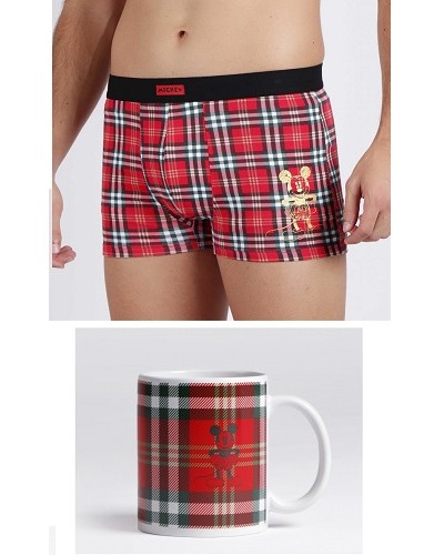 Boxer cuadros escoceses Mickey + Taza