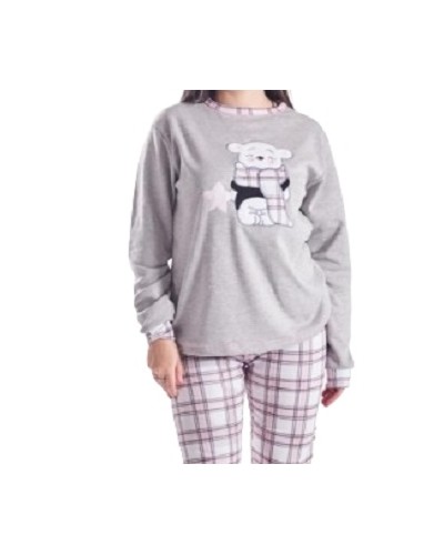 Pijama de señora algodón "Oso bufanda"