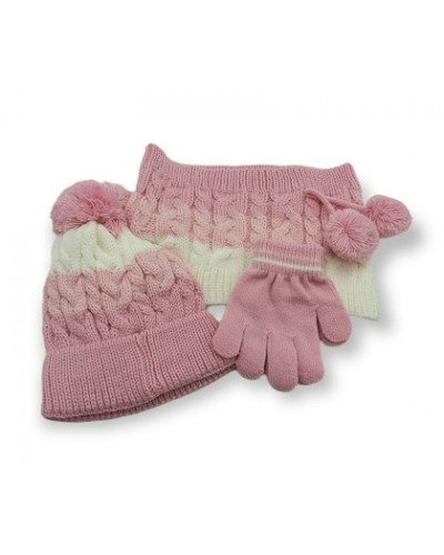 Conjunto niña Gorro+Cuello+Guantes