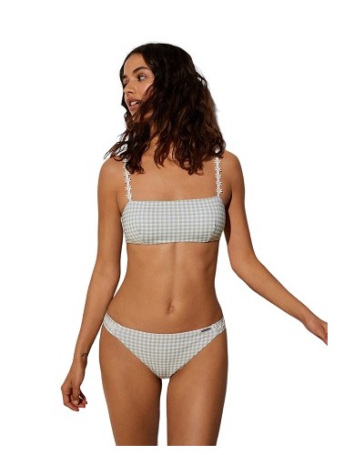 Bikini Bandeu Vichy Detalle flor