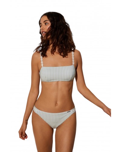 Bikini Bandeu Vichy Detalle flor