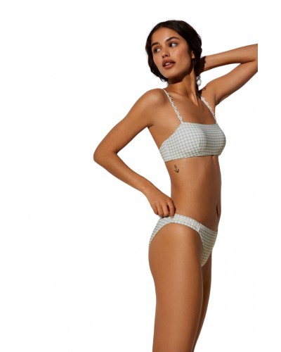 Bikini Bandeu Vichy Detalle flor